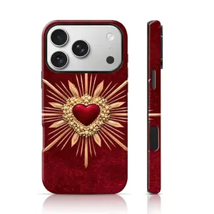 Sacred Heart Design Full Body Protection Smartphone Case - Cellphone Accessories Shell for Handheld iPhone 11/12/13/14/15/16/17 Pro, ProMax, Plus, Air for Girls