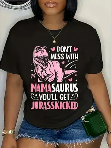 100% Cotton Don't Mess With Mamasaurus Funny Mother's Day Mom Mama T-Shirt