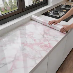 1PC Marble wall Paper （15.75"x78.7"inch）, Self-Adhesive Countertop Peel and Stick Wallpaper, Waterproof Removable Vinyl Film for Kitchen Countertops Cabinets Backsplash (Elegant White/Grey/Glossy White, Multiple Styles)