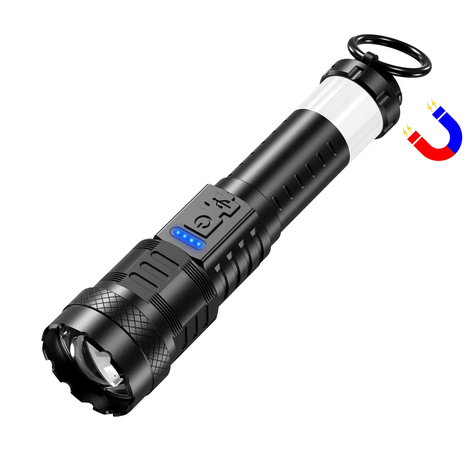 2025 Strong Flashlight, Rechargeable, Waterproof, Emergency Lighting, Red&Blue Alarm Lights, Camping Gadgets , for Fishing Garden Night Security Road