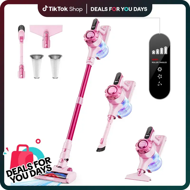 【 2026 newly upgraded】Trucozie T350 cordless vacuum features an 8-in-1 lightweight design with up to 45 minutes of runtime and 33Kpa of powerful suction. This rechargeable cordless vacuum is ideal for carpets, tiles, pet hair, and hardwood floors.