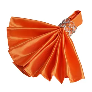 5 Pack Satin Napkins 20"x20" Orange - Soft Reusable Cloth Napkins
