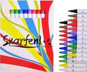 Skarfenl 12 Acrylic Markers for Rock, Fabric, Wood, Glass, Easter Egg, Fabric Painting Craft Quick Dry Dual-Tip Water Based -No Toxic,No Odor-bright colors