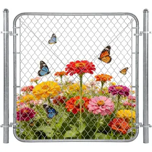 Adjustable Chain Link Fence Gate with Posts 48" H x 24"-72" W, Galvanized Metal Outdoor Fence Gate Kit for Yard, Garden & Farm, Heavy Duty Chain Link Gate for Backyard, Pet Enclosure Side Gates