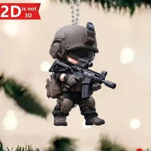 2D Flat - [2D Flat] 1pc 2D Special Forces Keychain, Cute Military Themed Car Key and Bag Pendant, Durable Keychain