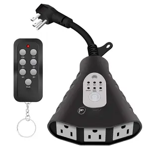 - Outdoor Light Timer,  Plug in Sensor Outlet Timer , 100 ft Range Remote Control with 3 Grounded Electrical Outlets for Home and Garden, ELT Listed