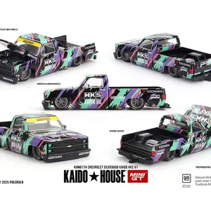 Kaido House x Mini GT 1:64 Scale Chevrolet Silverado Kaido HKS V1 Diecast Model Car with Custom Paint and Wheels
