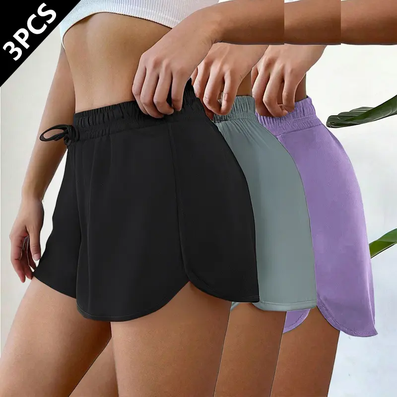 3-Pack Women’s Shorts — Dual Use for Fitness & Casual Wear, Sports Shorts, Gym Apparel, Running Shorts, Workout Shorts, Cycling Shorts, Versatile Minimalist Style for Everyday Outings,Summervibes