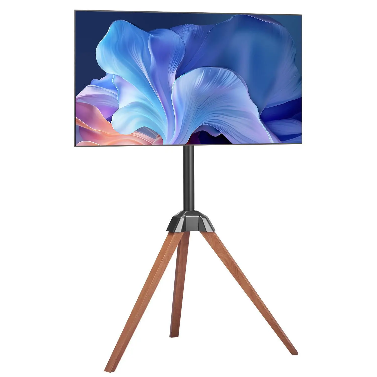 VEVOR Tripod Easel TV Stand,  , for 40-65 inch Flat Screen/Curved TVs Up to 99 lbs, 18° Left-Right Rotation Portable TV Stand with Oak Wood Legs, for Bedroom, Living Room, Studio, MAX VESA 600 x 400 mm#BackToSchool