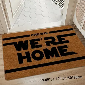 Soft Durable We're Home Rug, Easy Clean, High-Quality Velvet + 8mm Thickness, Non-Slip Backing, Versatile Use