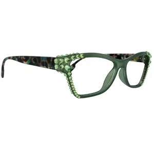 Avian, (Bling) Women Reading Glasses w (Peridot) Genuine European Crystals, Magnifying Cat Eye (Green) NY Fifth Avenue Lightweight