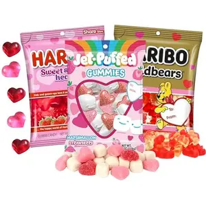 Valentine’s Day Gummy Candy Variety Gift, Gummi Bears, Sweet and Sour Hearts, and Marshmallow Gummies, Assorted Fruit Flavored Candies, 3.75 and 4 Ounces (Set of 3)