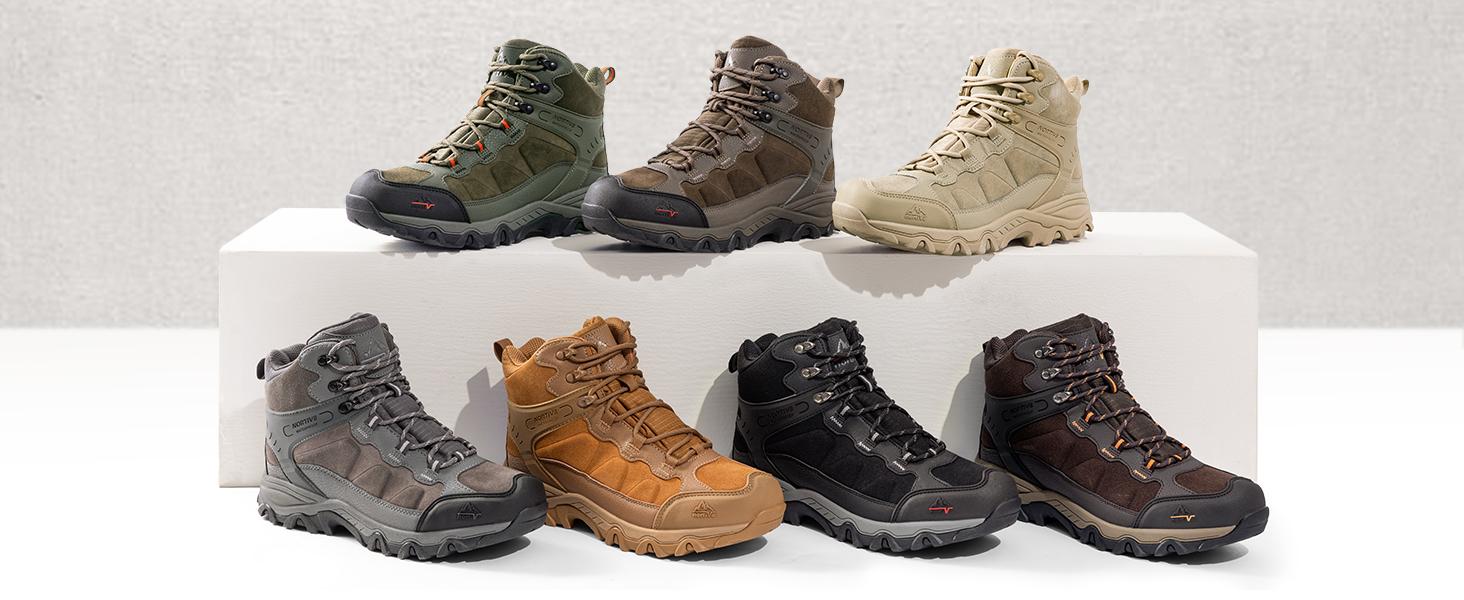 NORTIV 8 Men's Waterproof Hiking Boots Outdoor Mid Trekking Backpacking Mountaineering Shoes