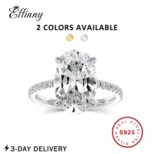 Effinny Jewelry 3.5ct Elongated Oval Cut Engagement Ring, 925 Sterling Silver Promise Ring, 5A Cubic Zirconia Bridal Ring for Daily, Travel, Party
