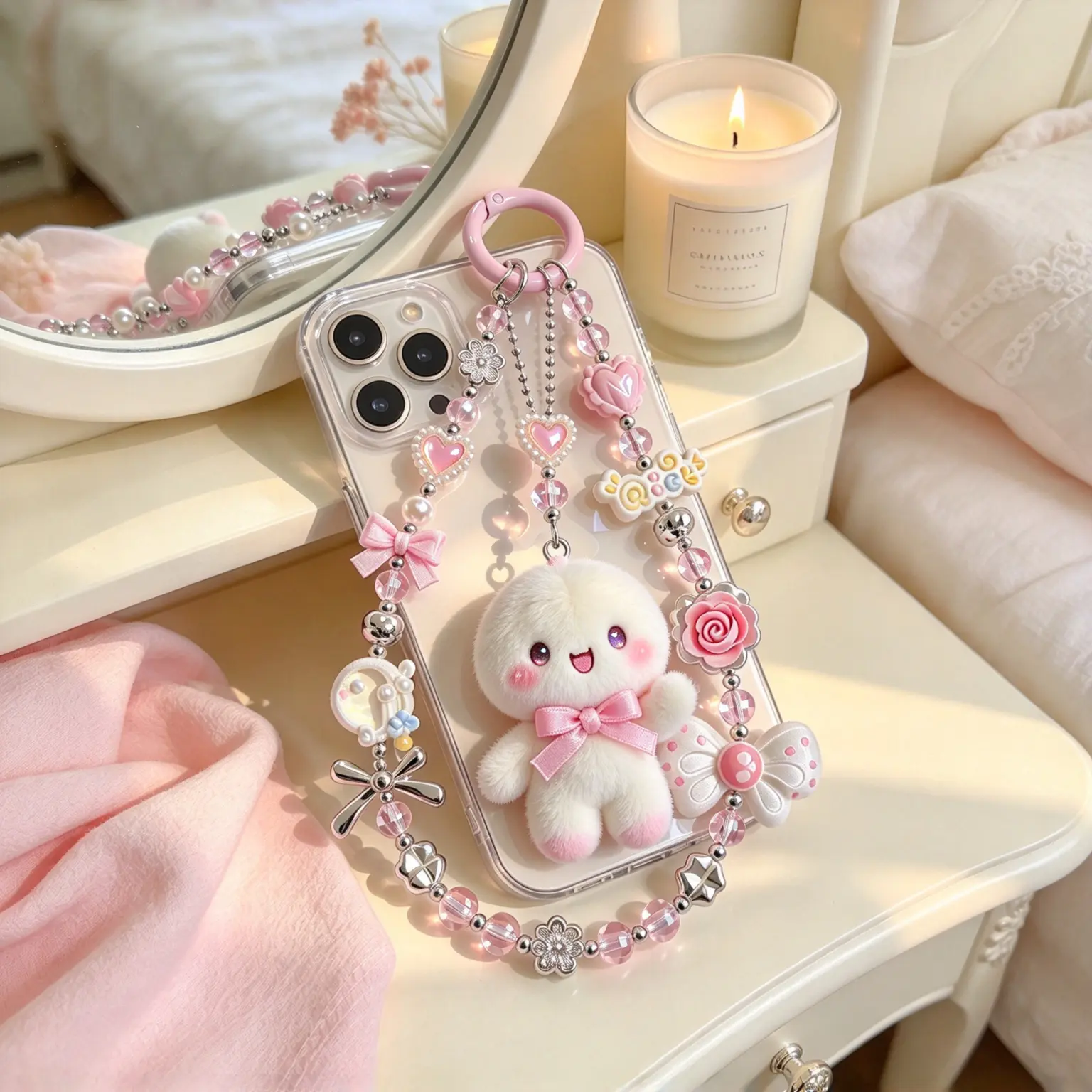 Collectible 3-in-1 Anti-Lost DIY Charm, Alloy & Crystal Handmade Ornament, Multi-use as Keychain, Phone Lanyard & Bag Pendant