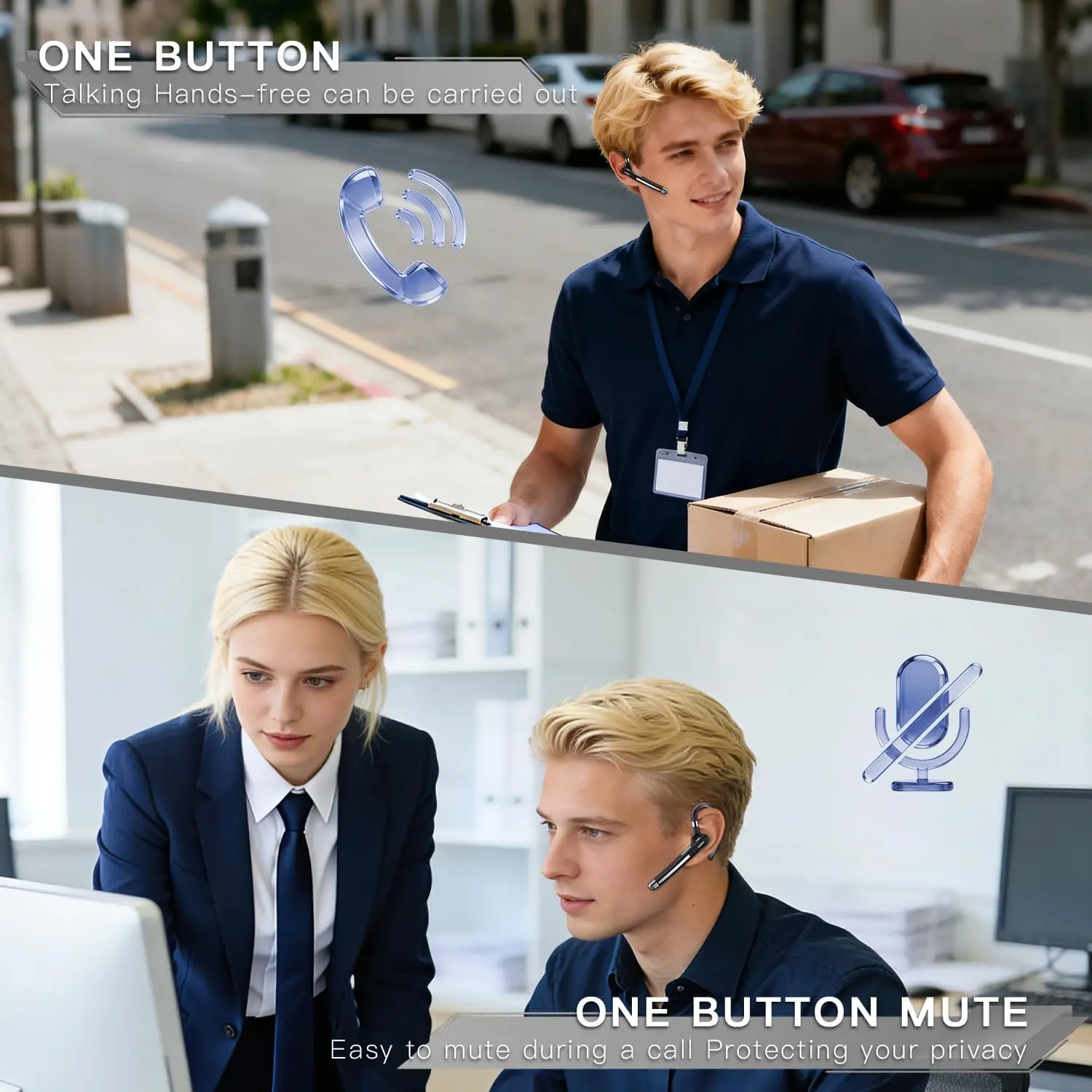 Bytewaveshop Bluetooth Headset V6.1, 100H Talk Time Single-Ear