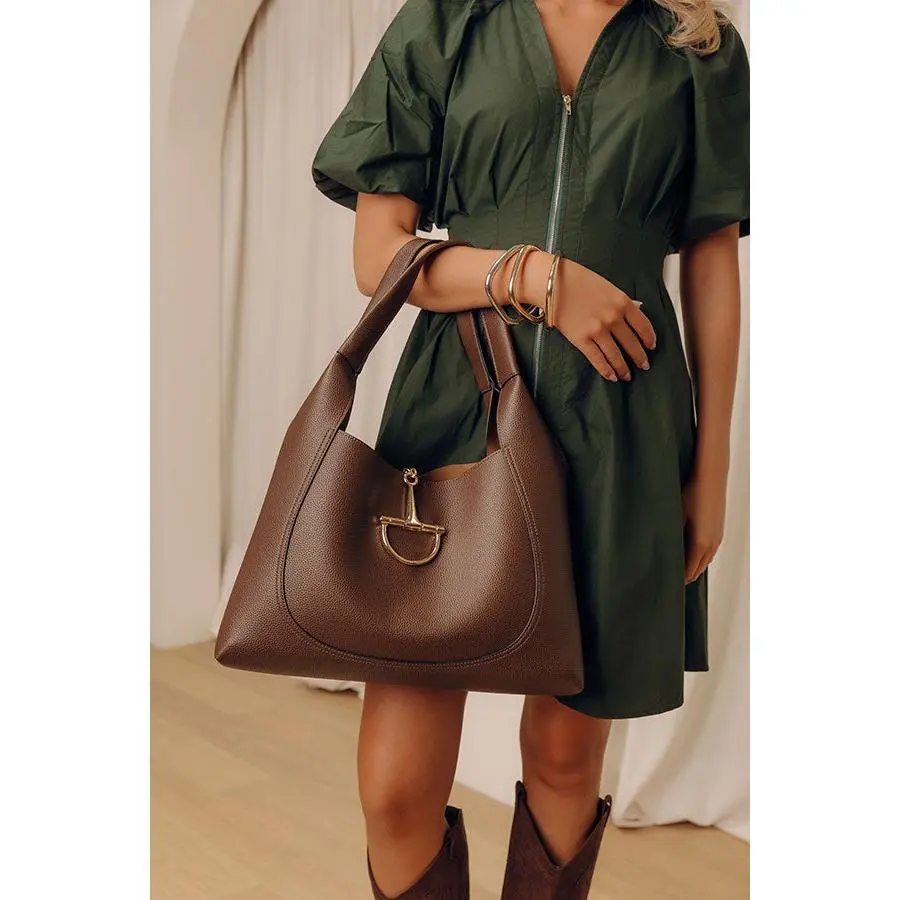 Penthouse Views Faux Leather Large Tote in Chestnut