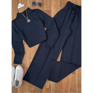 Women’s fashion two-piece set, long-sleeved top and pants set, spring and autumn casual wear, comfortable clothing for everyday wear GARMENTARY