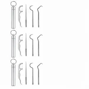 Portable Dental Floss & Picks Bundle, Stainless Steel Dental Floss Set, 2/3 Packs of 4-Piece Dental Cleaning Tools Set, Multifunctional Oral Care for Home and Travel, Oral Care Supplies