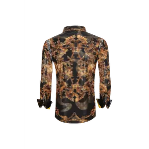 Mens Luxury Brand Printed Silk Like Shirts-HLS2002L-510