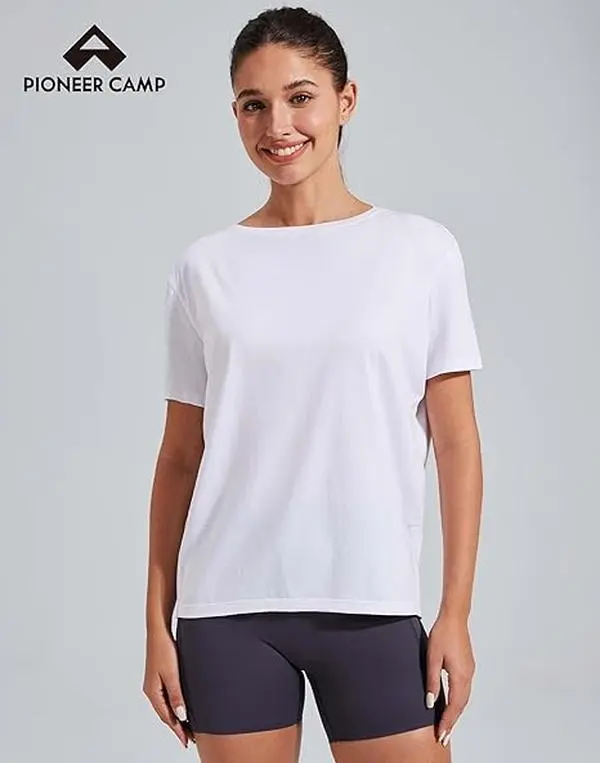 Pioneer Camp Women's Bamboo Viscose Long Sleeve Activewear Tee - Boat Neck, Back Loose Fit, Breathe-easy Fabric, Sports-inspired Women's T-shirts, Fitness Clothes Tops for Yoga & Workout