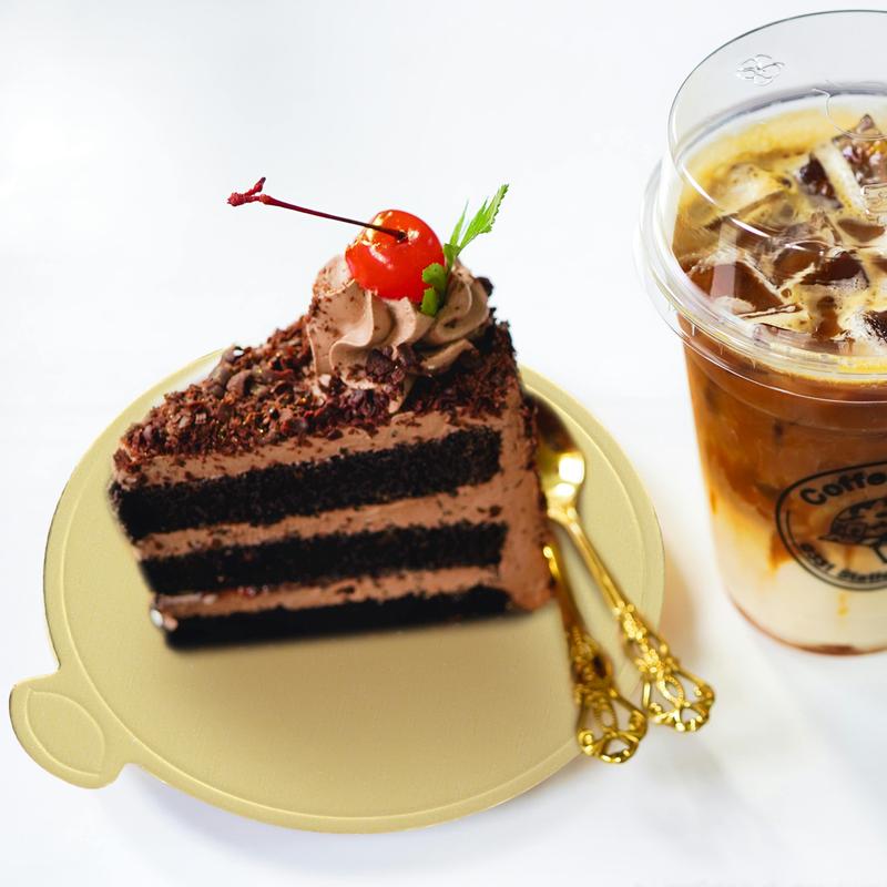 100 Pcs Mini Cake Boards, 3.5 Inch Round Golden Mousse Cupcake Boards for Dessert Displays Wedding,Parties,Baby Shower