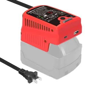 For Milwaukee M18 18V Battery 3A Mini Charger - 1/4 Size, USB-C & USB-A Output Ports, for 48-11-1850/1840/1815/1828 (18V Only)