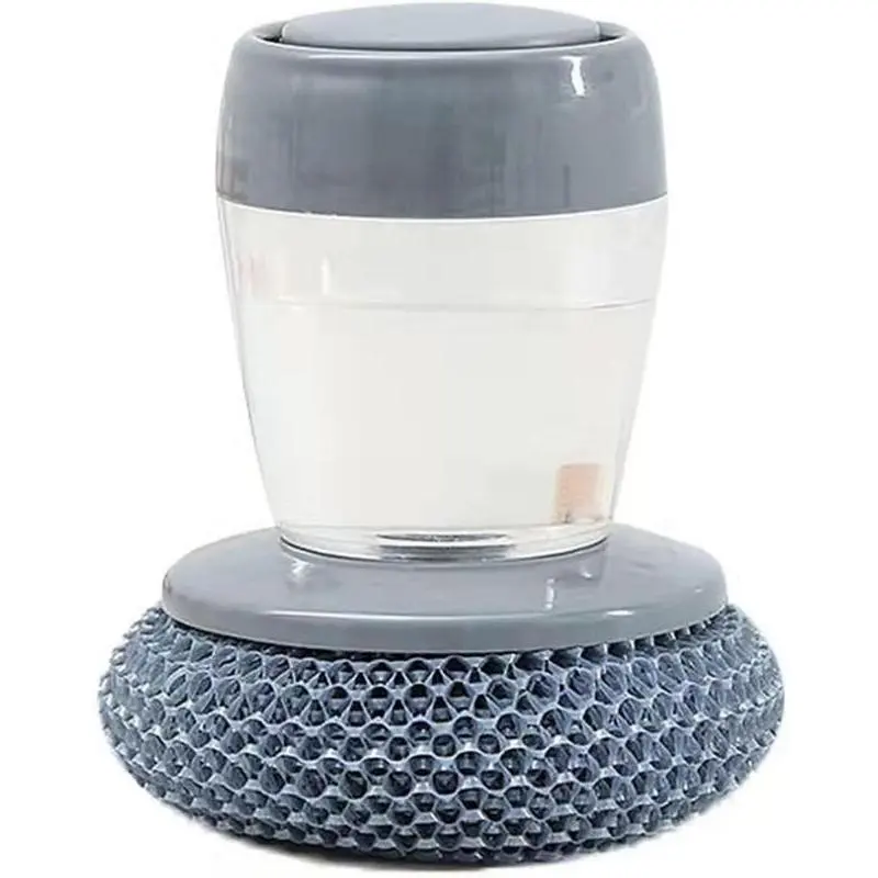 Soap Dispensing Dish Brush Cleaning Steel Wool Scrubber for Dishes Pans Kitchen Sink Bathtub Tile and Household