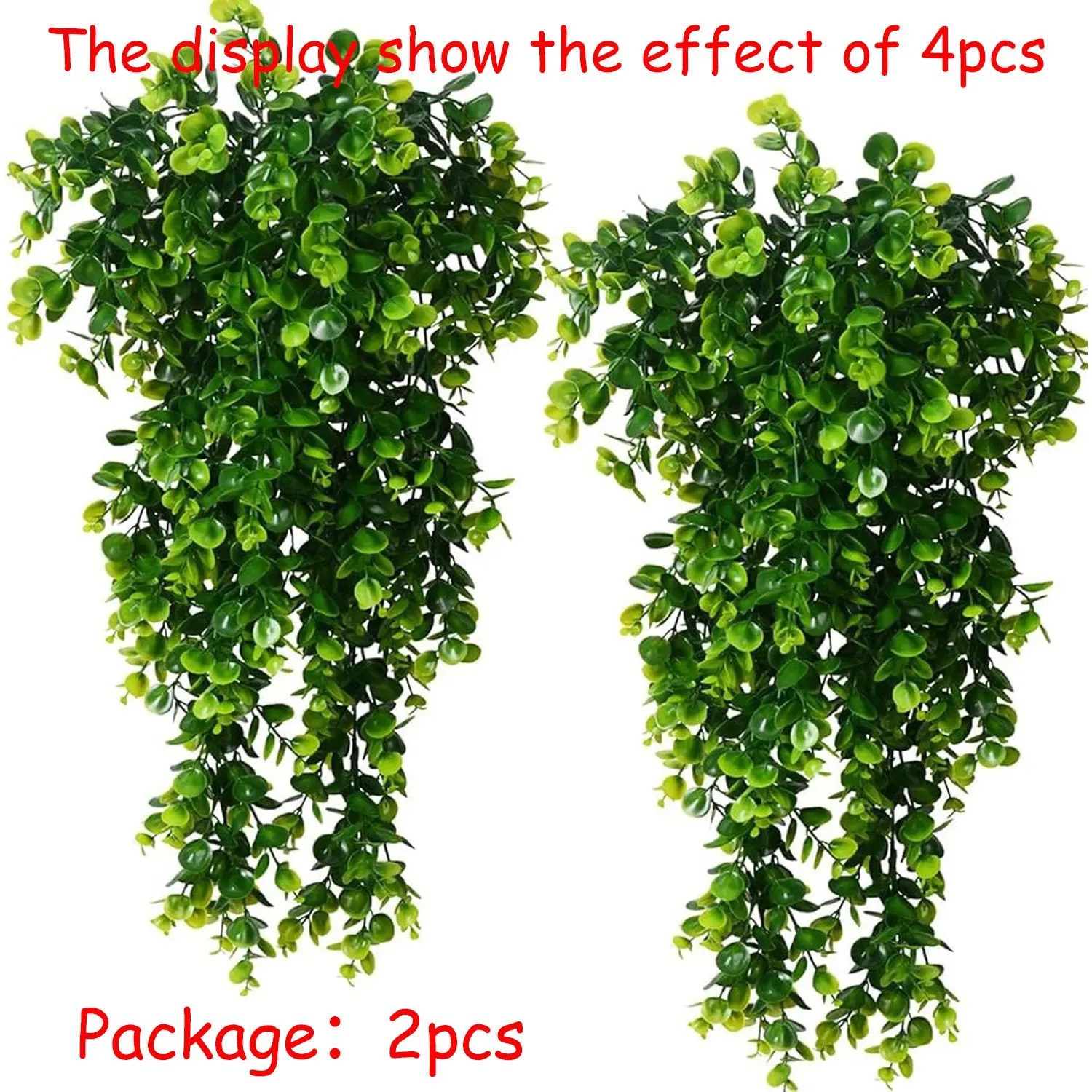 Artificial Eucalyptus Plant, Faux Eucalyptus Flowers, Faux Floral Plant, Faux Flower Decoration, Faux Flower Plants, 2/4 Counts Fake Hanging Plant, Faux Indoor Plant, Decorative Plant for Home Living Room Bedroom Dining Room Wedding Party