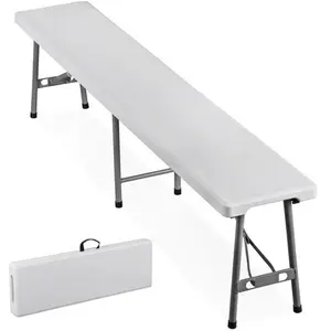 Zenstyle 6FT Plastic Folding Bench Portable Bench Indoor Outdoor for Picnic Camping White