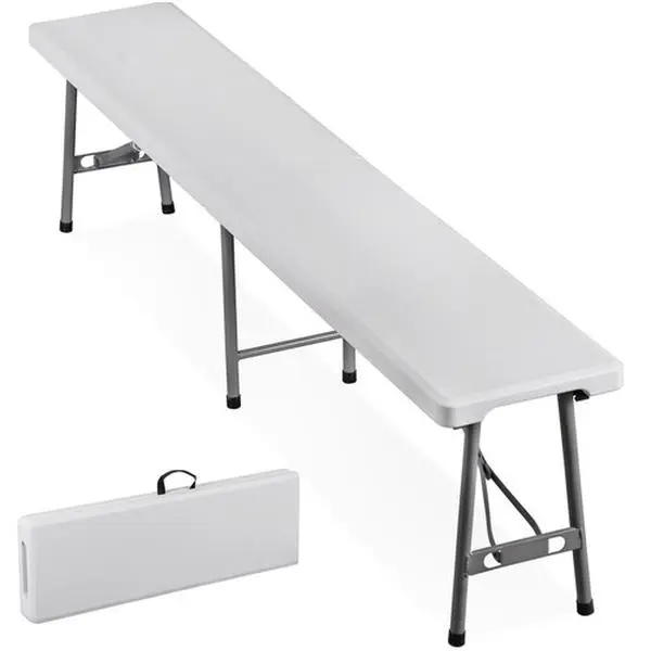 Zenstyle 6FT Sturdy HDPE Plastic Folding Bench - Portable Outdoor Furniture, 17.52lbs, Sun-Protective, Ideal for Restaurants, Picnics