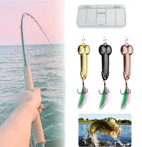 3PCS Bass Fishing Spoons Topwater Lures with Treble Hooks Freshwater Saltwater Trout Fishing Tackle Perfect Fishing Gifts for Men