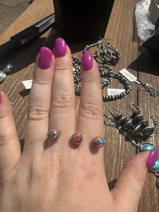 Double finger adjustable pink dahlia ring