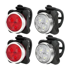 VASTFIRE 2×USB Charging Bicycle Light Set Front & Rear Safety 4 Modes IPX4 Waterproof High Quality LED Kit for Men Women City Highway Mountain Bicycles Helmets