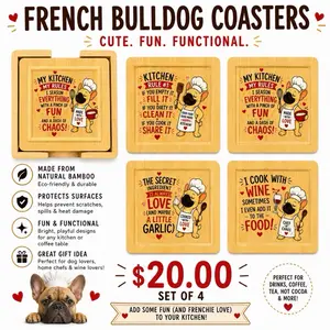French Bulldog Natural Bamboo Coasters