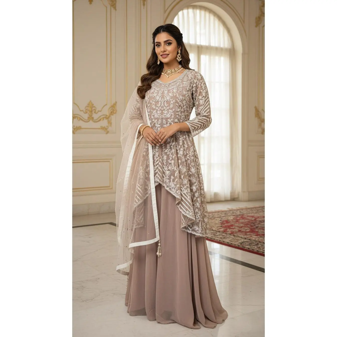 Beige Divider Lehenga
