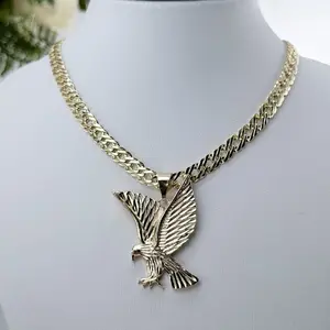 (30) 14K Gold Plated Eagle Pendant for Men with 24in Spanish Chain - Elegant Jewelry for Me