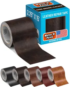 MATCH 'N TCH Leather Repair Tape  Dark Brown (. inch x  feet)  Realistic Faux Leather Patches for Couch, Sofa, Upholstery, Car Seats & Other Furniture, Vinyl Repair Kit, Self Adhesive Patch