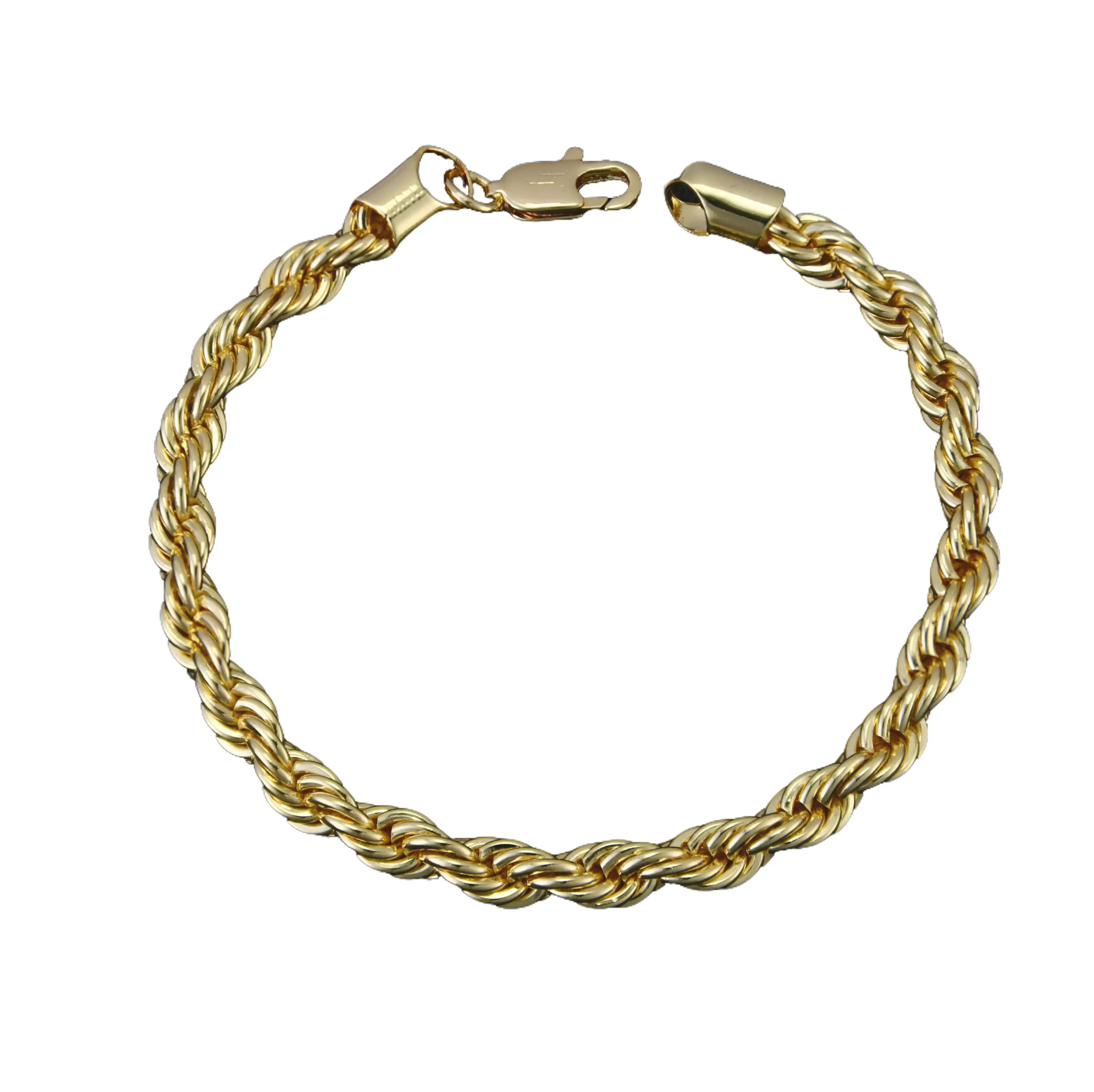 14 Real Gold-Plated Rope Chain Bracelet for Women, Men - 3mm-6mm Faceted Cut, Upgraded Shine, Tarnish-Free Gold Jewelry, Braided Metallic Chain Bracelets & Bangles