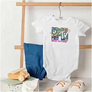 Retro MTV Music Lightning Bolt Logo Baby Romper Boys or Girls