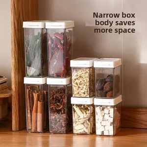 FaSoLa seasoning storage box for kitchen use, transparent with lid, sealed and moisture-proof spice and condiment dispenser box