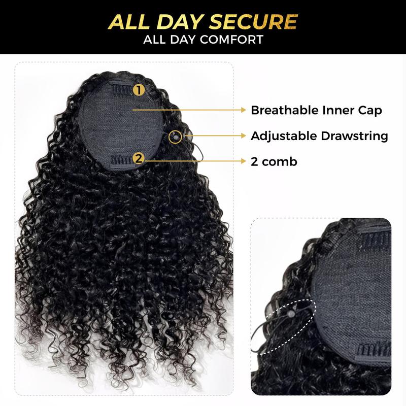 OQ HAIR Water Wave Ponytail With Clip In 100% Human Hair Hairstyle Extension Ponytail Wig Scrunchie Ponytail