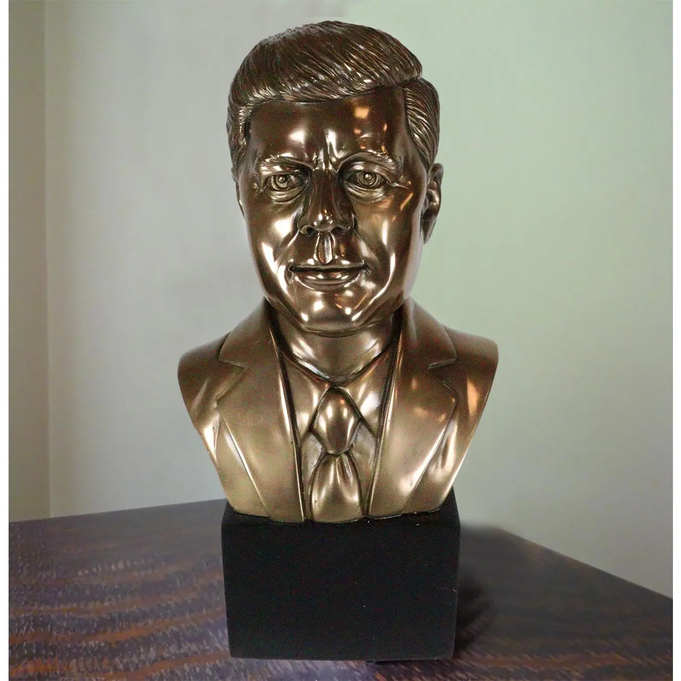 Handcrafted Bronze United States President John Fitzgerald Kennedy Bust Sculpture, 9.5"H Home Decor Figurine Replica, Hand