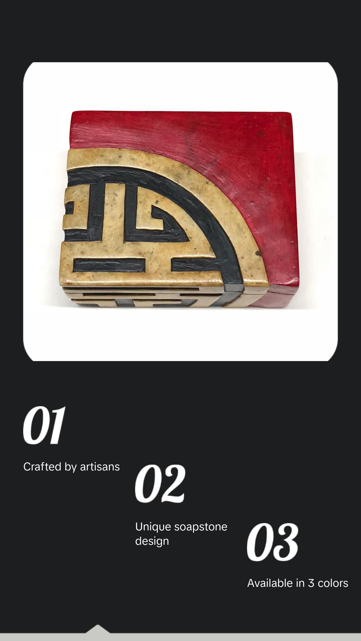 Long Life Small Rectangle Soapstone Trinket Decor Box