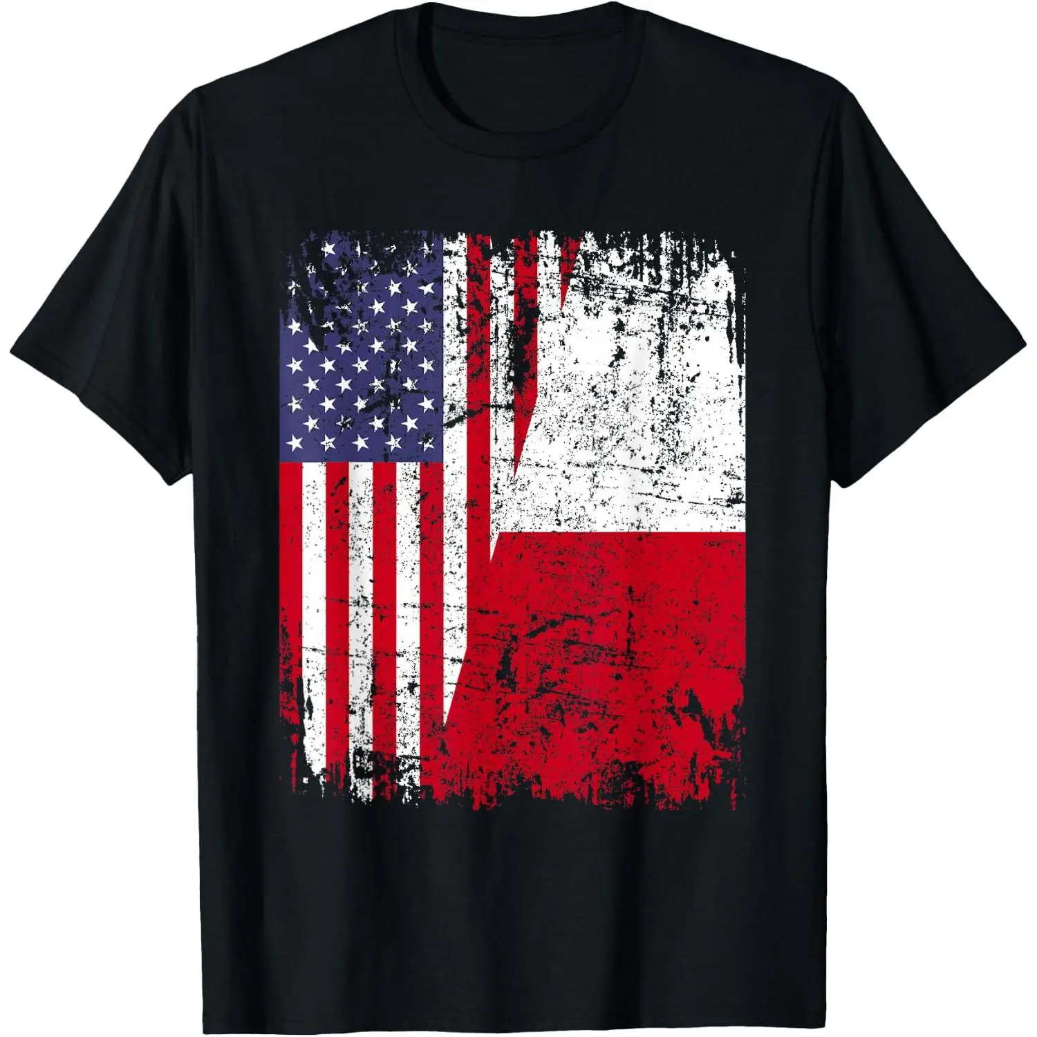 POLISH ROOTS | Half American Flag | USA POLAND FLAG T-Shirt Pure Cotton Graphic Tees Menswear Top: Gifts for Men & Women