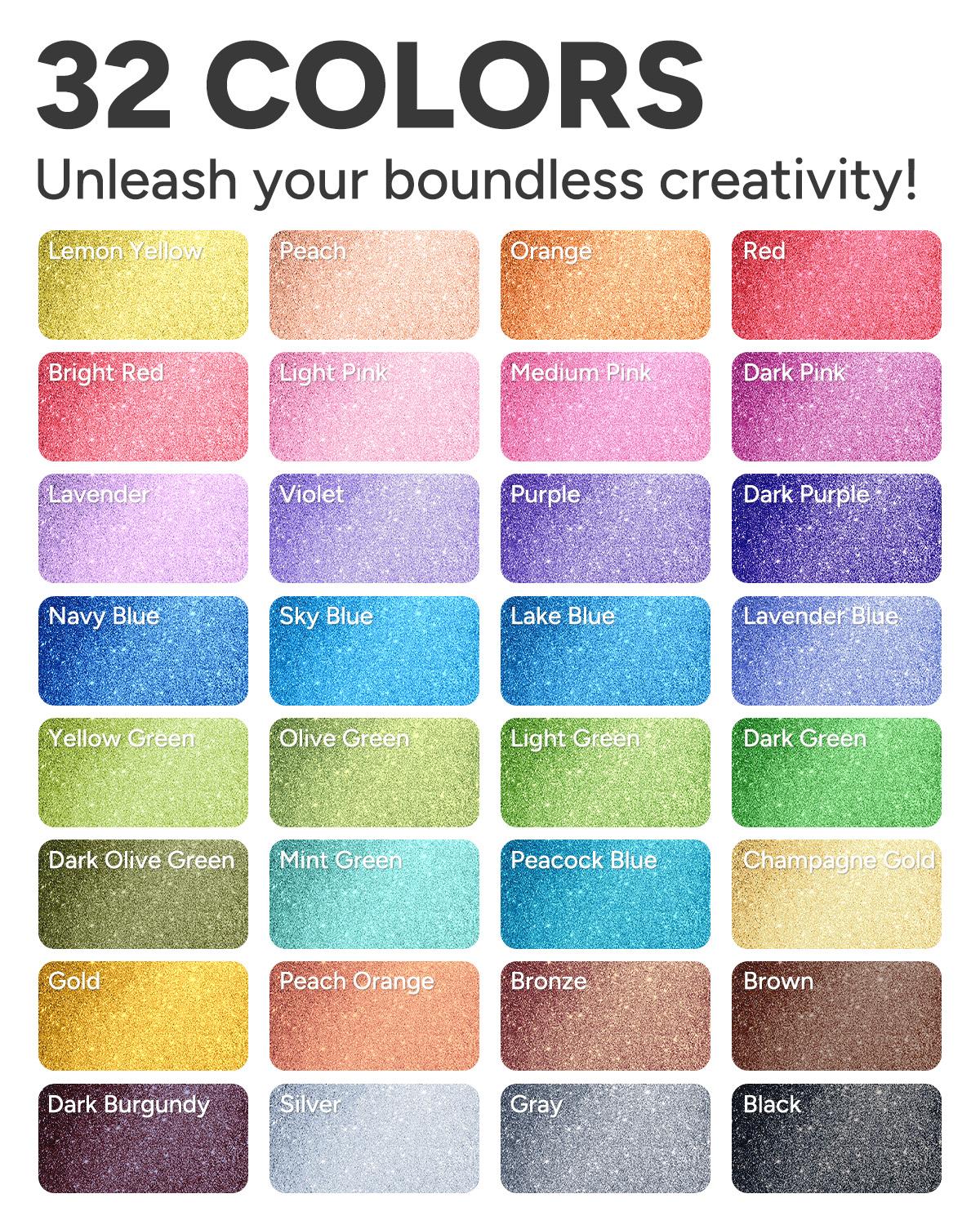 [JusArt] 32/24/16 Colors Glitter Markers Pen, Glitter Paint Pens, Shimmer Marker, Water-based Ink for Kids Adults DIY Crafts Greeting Birthday Cards Present Doodle Drawing Supplies, Paint Markers, Markers for Coloring, Art Supplies, Coloring Supplies