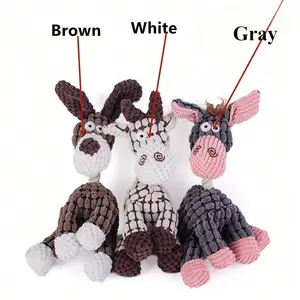 1Pc Plush Pet Toy Squeaky Donkey Shape Stuffed Animals Dog Chew Toy Bite Resistant Puppy Teeth Cleaning Molar