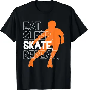100%cotton Roller Skates Eat. Sleep. Skate. Repeat. T-Shirt
