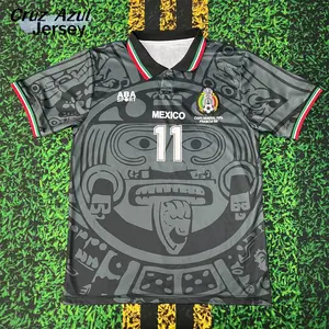 1998 Mexico National Team Home Away Black Blanco #11 Short-Sleeve Soccer Jersey