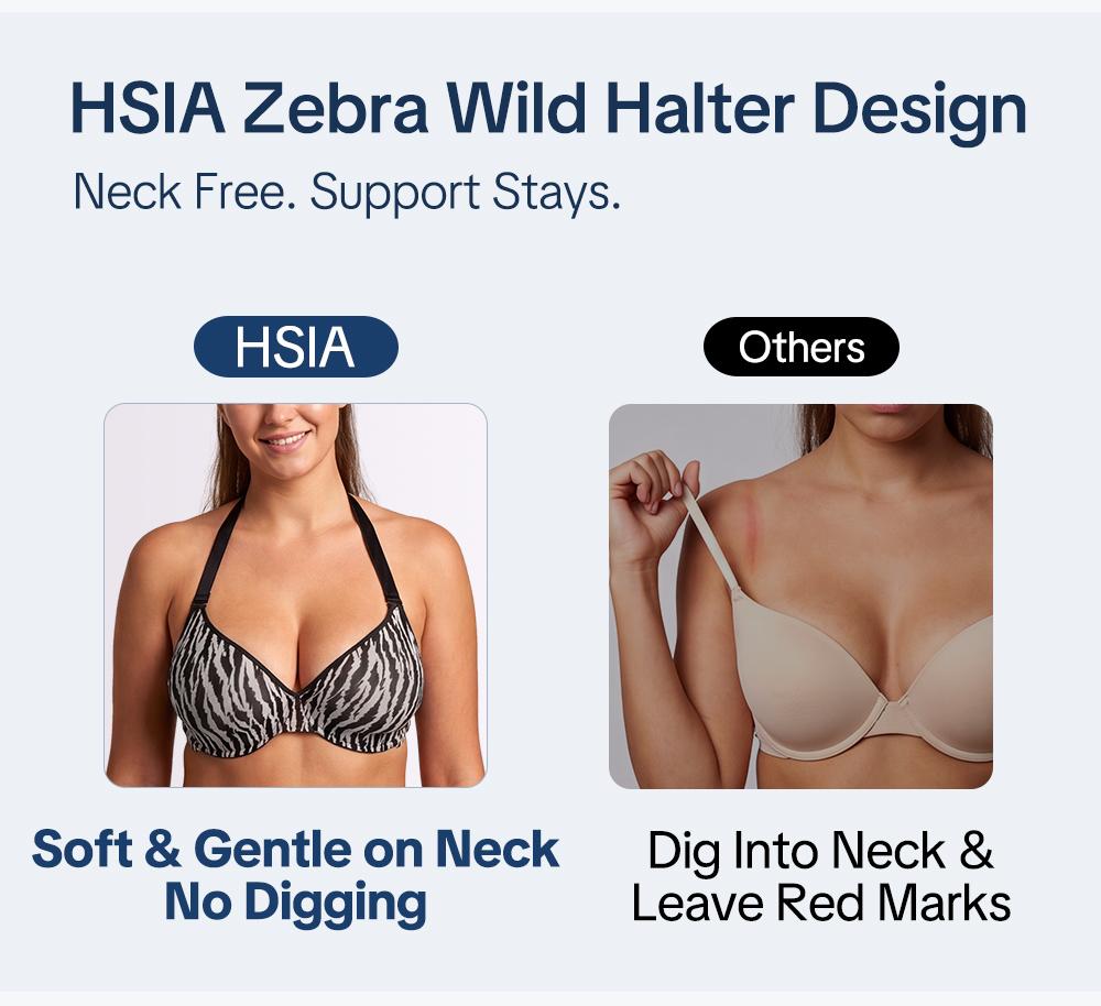 HSIA Zebra & Leopard Wild Print Curvy Plus Size Halter Top Bra Breathable SoftMesh No Padding Underwire Women Bra
